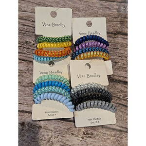 Vera Bradley Spiral Hair Elastic Ties NWT, 4 Pcs Set X 4 Packs Included (A-18)